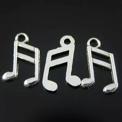 6 Pieces New SMALL SIXTEENTH NOTES MUSIC Charm Silver Alloy 14 X 10 Mm FREE SHIP • $2.50