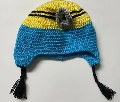 Crocheted Handmade Despicable Me Minion Hat Beanie Baby Yellow/Blue • $3.99