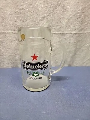 LARGE HEINEKEN HOLLAND GLASS MUG / BEER STEIN 1 Liter HEAVY GLASS 8   • $12.99