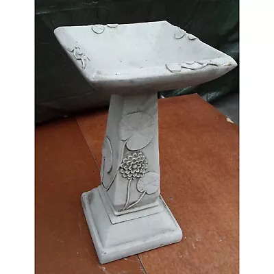 Large Hand Cast Stone Detailed Garden Bird Bath Feeder Water Lily Pad Pond Heavy • £149.90