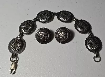 Vintage Navajo Concho Link Bracelet With Earrings • £23.75
