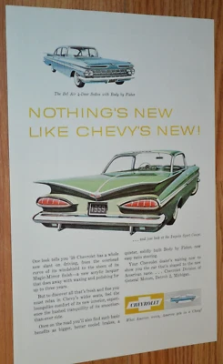 $12.99 • Buy ★1959 Chevy Bel Air Sport Coupe Original Vintage Advertisement Print Ad 59