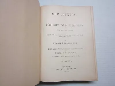 1880 Our Country - A Household History By Benson Lossing Vol 2 Illustr Darley • $14.99