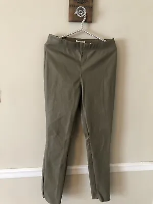 NWT H&M Womens Size 10 Green Faux Leather Skinny Pants Raw Hem • $19.99