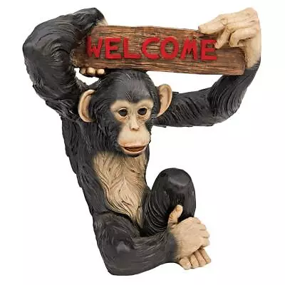 Let's Monkey Around Swinging Chimpanzee Welcome Home Garden Sign Sculpture • $80.82