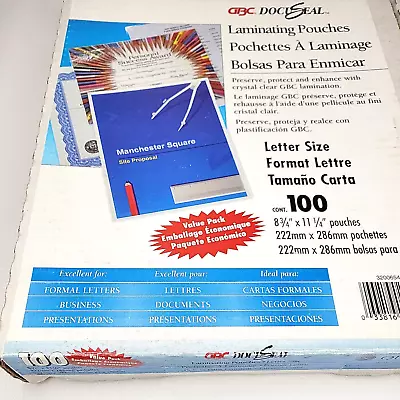 GBC DOCU Seal Et Ibico Heat Seal Laminating Pouches 8-3/4 X 11-1/4 100/Box • $37.23