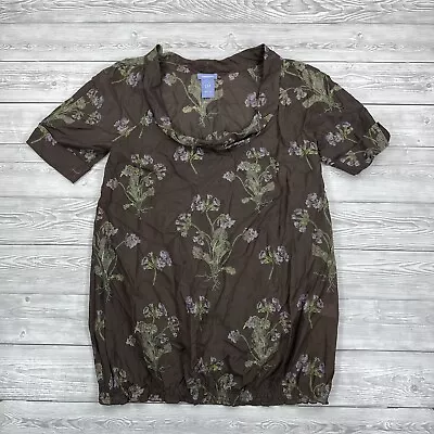 Gap Ladies T Shirt Brown Extra Small Maternity Silk Blend Short Sleeve Elastic • £7.95