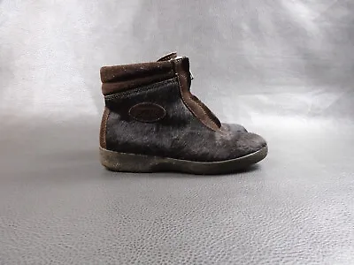 Tecnica Size 38 Apres Ski Ankle Boots Cow Hair Fur Vintage Brown Women Zip Up • $44.99