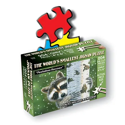 TDC Games World's Smallest Jigsaw Puzzle - Peekaboo Raccoon - 4 X 6 Inches • $9.99