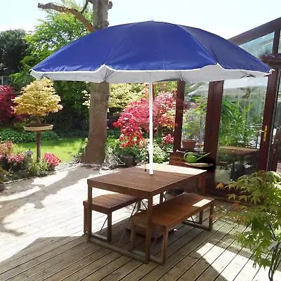 1.8m Beach Parasol Umbrella Garden Patio Outdoor Sun Shade UV Safe Protection • £11.90