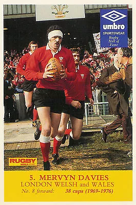 Mervyn Davies London Welsh (Swansea) & Wales RUGBY PLAYER POSTCARD • £6.89