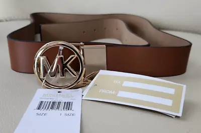 Michael Kors Adjustable Belt  One Size Genuine Leather Brown MK Logo NWT • $32