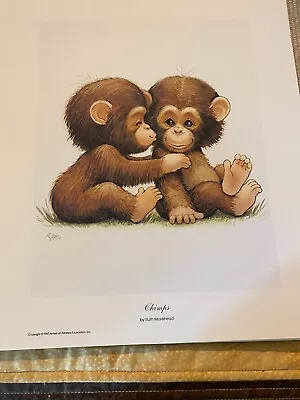 Ruth Morehead  Chimps  Cute Baby Monkey Open Edition Lithograph • $9.99