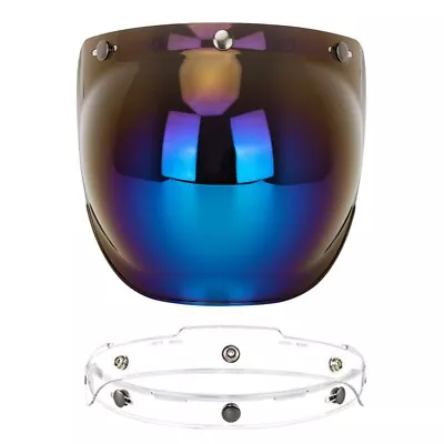 Open Face Helmet Visor Motorcycle Helmets Bubble Motorcycles With Frame Blue • $19.50