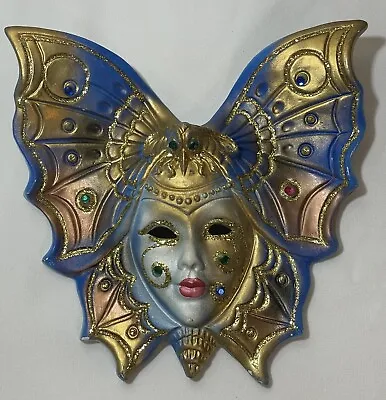 Vintage 60s Italy Venetian Carnival Mardi Gras Wall Mask Moth Butterfly Goddess • $68