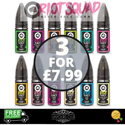 Riot Squad E-Liquids Nic Salt 10ml | 3 For £7.99 | All Flavours | Great Value! • £7.99