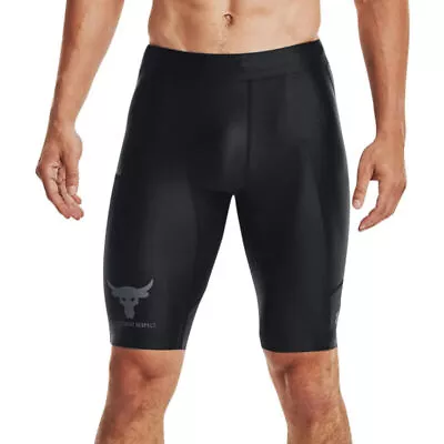 Under Armour Compression Shorts Project Rock Mens UA HeatGear  Iso Chill  Black • £29.99