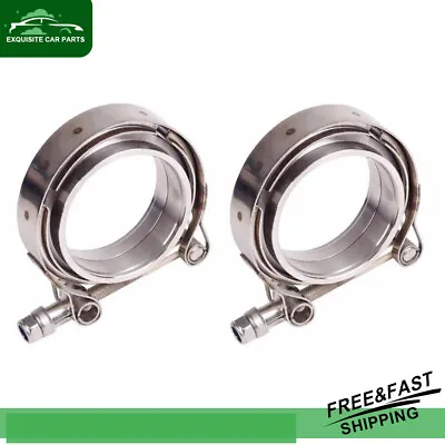 2PCS 3  Inch V Band Exhaust Clamp Kit With Flange Male Female Stainless Steel • $26.89