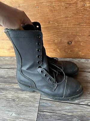 Vintage Black Biltrite Leather Combat Boots Front Zip Mens Size 6 R N35 • $44.99