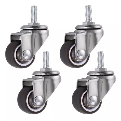 4 Pcs 1  Swivel Stem Threaded Casters TPE Mute Caster Wheel M6 ×15 Replacement • $14.98