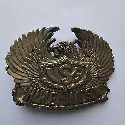 1980 Vintage Harley Davidson Belt Buckle 100% Bass Heavy Duty Eagles And Chain  • $70