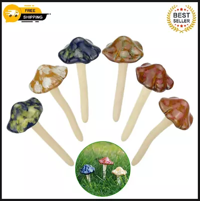 EMAGEREN 6 Pcs Colorful Garden Mushrooms 4 Colour Ceramic Toadstools Ornamental  • £17.49