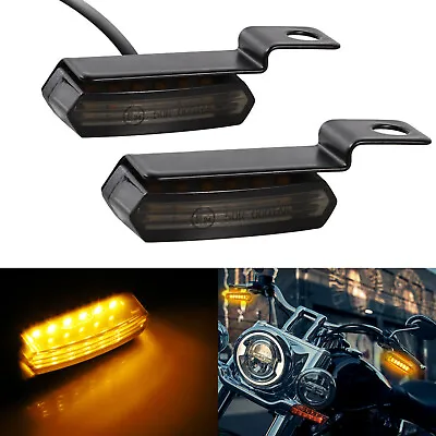 2x Mini Motorcycle LED Turn Signals Handlebar Light Blinker Indicator Amber Lamp • $11.48