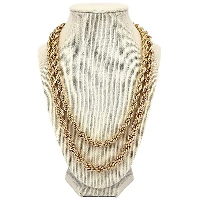 Men's Rope Chain Necklace 8mm & 9mm 14k Gold Plated 20  22  24  26  30  Inch • $19.49