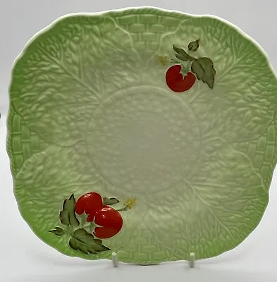 Vintage Crown Devon Cabbage Lettuce Leaf Plate Green With Tomato Design 7.5  • £6.50