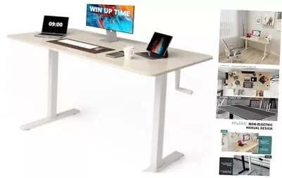 Whole Piece Top Manual Standing Desk Adjustable Height- Crank 48 Inch Maple • $157.33