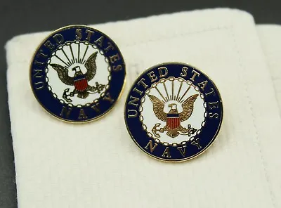 Custom Made Cufflinks Handmade UNITED STATES NAVY LAPEL U.S. FLAG WITH NAVY • $21.99