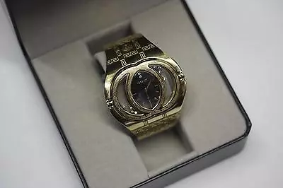 VERSACE  Eclissi 83Q  Yellow Gold Plated Watch With Floating Diamonds Twirl Case • $750