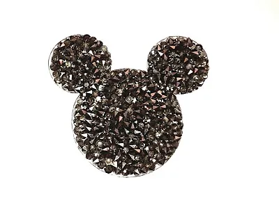 Disney Mickey Mouse Head Pewter Black Crystal Applique Iron On Hot Fix Patch • $6.99