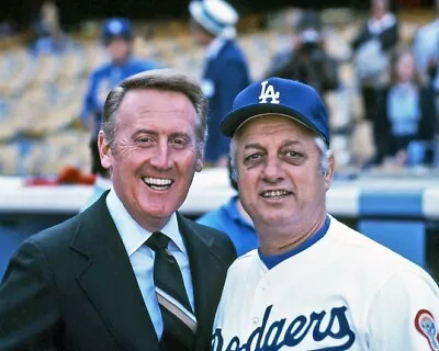 Los Angeles Dodgers VIN SCULLY And TOMMY LASORDA Glossy 8x10 Photo Print Poster • $5.99