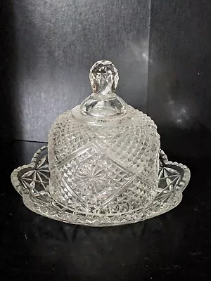 Vintage Avon  Fostoria  Cut Glass Covered Butter Dish With Dome • $0.99