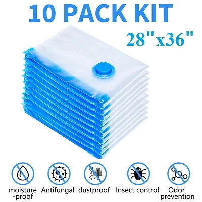 $20.81 • Buy 10 Pcs 28 X 36  Vacuum Storage Bags Travel Space Saver Compression Seal Clothes