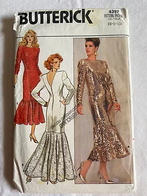 1980s Mermaid Dress Wedding Butterick 4397 Pattern 6-10 UNCUT • $12