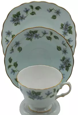 Colclough  Blue Violet  Design Tea Trio 8244 - Made In England C.1950's • $45