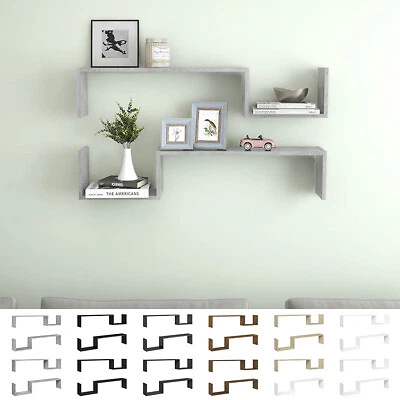£20.99 • Buy 2x Wall Shelves Engineered Wood Wall-Mounted Hanging Rack Multi Colours VidaXL