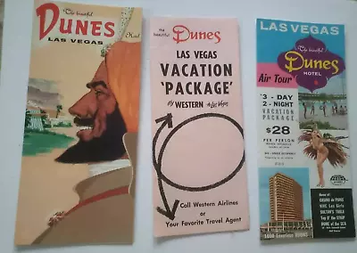 Lot Of 3 -Vintage DUNES Hotel Las VEGAS Travel Brochures Foldouts • $29.99