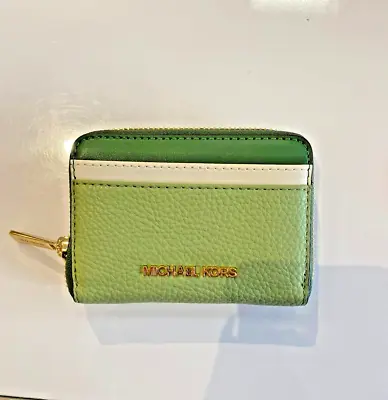 Michael Kors Jet Set Travel Medium Zip Around Card Case Wallet Fern Green Multi • $57