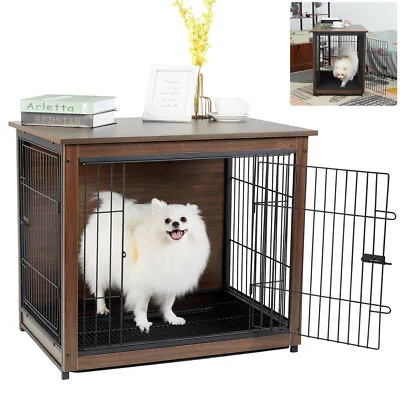 30.5  24  Luxury Wooden Pet Crate Dog Cage Dual-Door Vintage End Table Furniture • $95.99