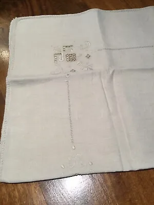 Vintage 32” Square Cotton/linen Hand-detailed Luncheon Tablecloth • $20