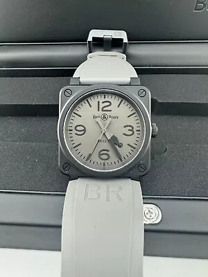 Bell & Ross BR0392 Commando CE Grey Dial  Black Bezel Rubber Strap Ceramic Auto • $1450