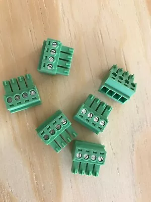 4 Pin / 4 Pole Phoenix Connector Green 3.81mm Pluggable Quick Pack Of 6 • $9.62