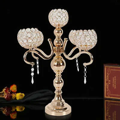$52 • Buy 5-Head Crystal Candelabra Candlestick Votive Candle Holder Wedding Centerpiece 