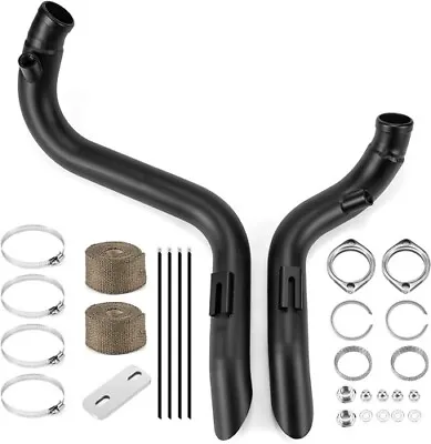 2  LAF Exhaust Pipes W/ Flange Kits Fit For Harley Sportster Dyna Matte Black • $129.99