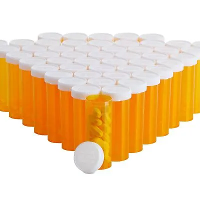 50-Pack Medicine Pill Bottles Empty With Caps For Medication Orange 0.9 In • $15.99