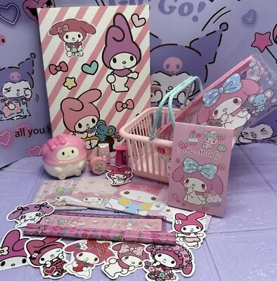 My Melody Sanrio Basket Notebook Stationary Pencil Case Pen Rubber Stickers • $34.80