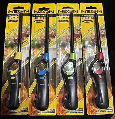Neon Long Refillable Butane Gas Multi Purpose Lighter For Grill    FAST SHIPPING • $1.99